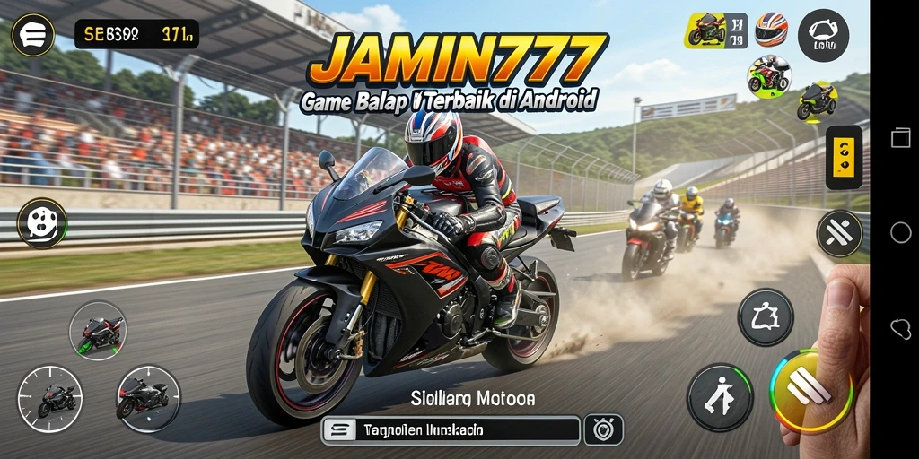 Tampilan gameplay balap motor yang mendebarkan di JAMIN777.