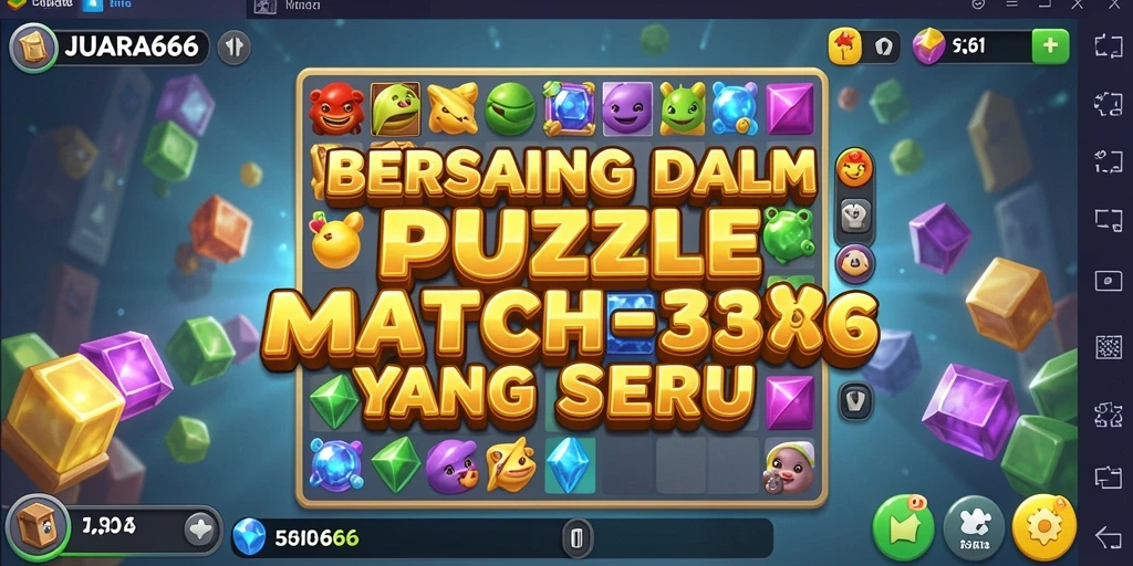 Screenshot menunjukkan gameplay seru JUARA666 dalam mencocokkan permata.