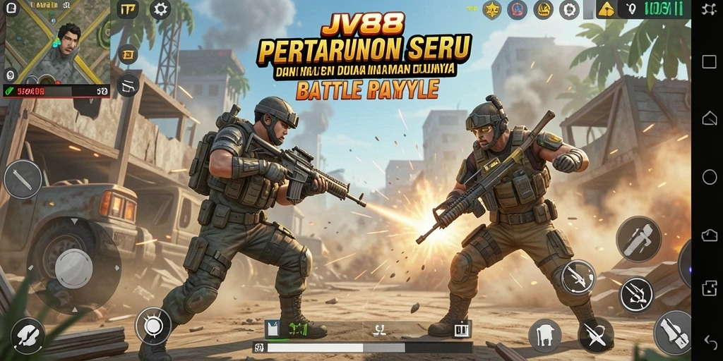 Gameplay menegangkan dalam pertempuran Battle Royale di JV88.