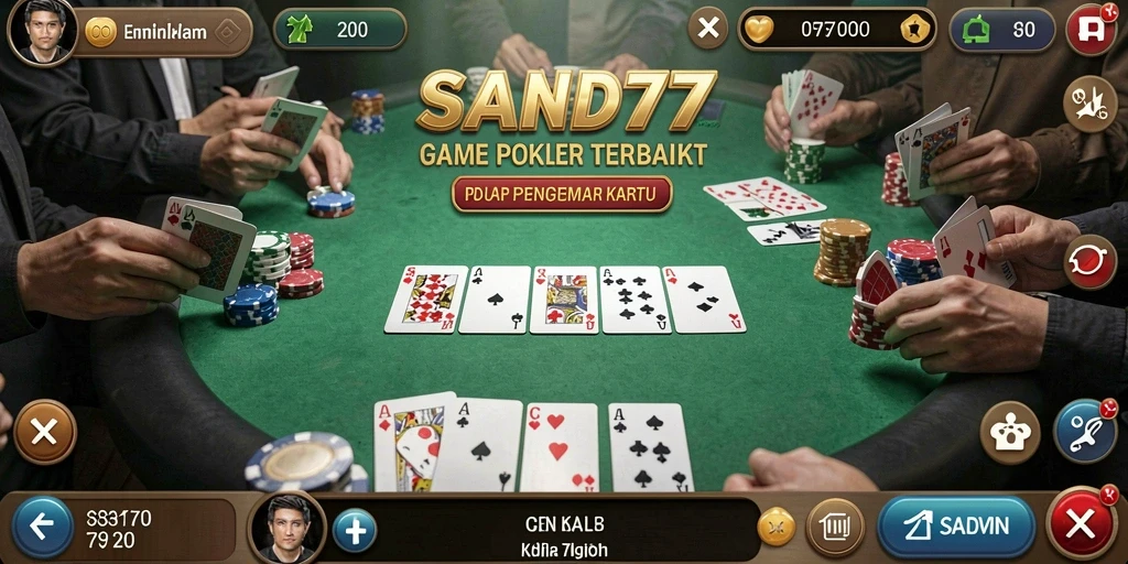 Tampilan gameplay SAND77 yang menarik dan kompetitif dalam permainan Poker.