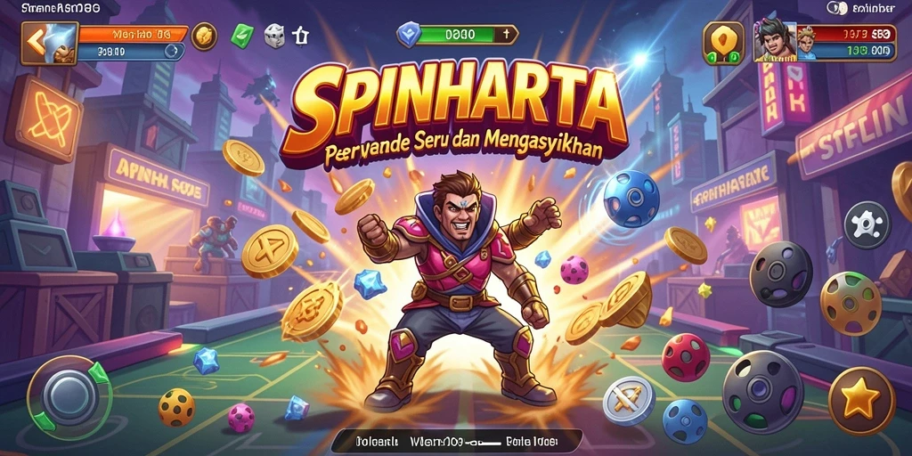 Tampilan gameplay menarik dari SPINHARTA dengan warna cerah.