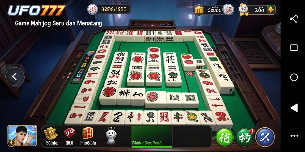 Screenshot gameplay UFO777 dengan ubin Mahjong colorful.